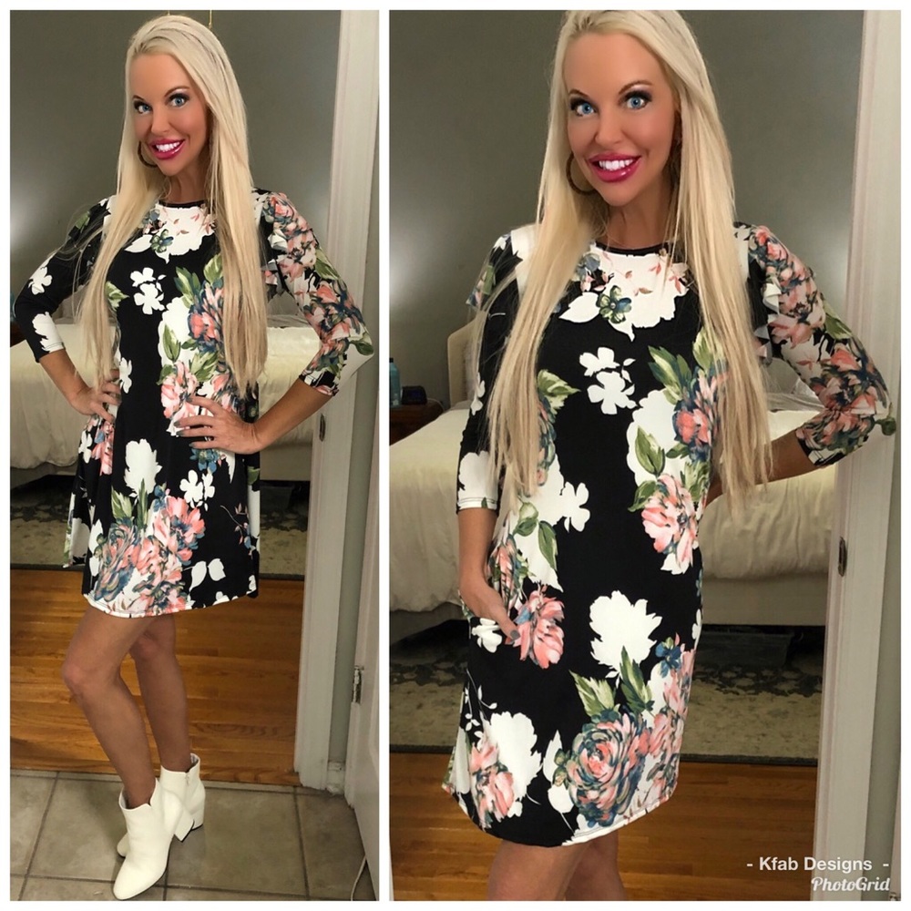 LAST 1! 💕BEST EVER  Black 3qtr Sleeve Dress💕 - Picture 2 of 4